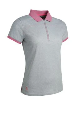 Glenmuir Ladies Nadia Polo Shirt Light Grey Marl/Sorbet