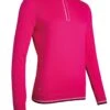 Ladies Zip Neck Rib Detail Cotton Golf Sweater Magenta/White/Navy -Elite Golf Shop 890x1200 fitbox willa magentawhitenavy5