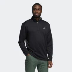 Adidas Gents Club ¼ Zip Sweatshirt Black 8 Adidas Gents Club ¼ Zip Sweatshirt Black -Elite Golf Shop Club Quarter Zip Sweatshirt Black GR0761 21 model