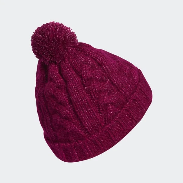 Adidas Ladies Pom Beanie Power Berry 4 Adidas Ladies Pom Beanie Power Berry - Image 2