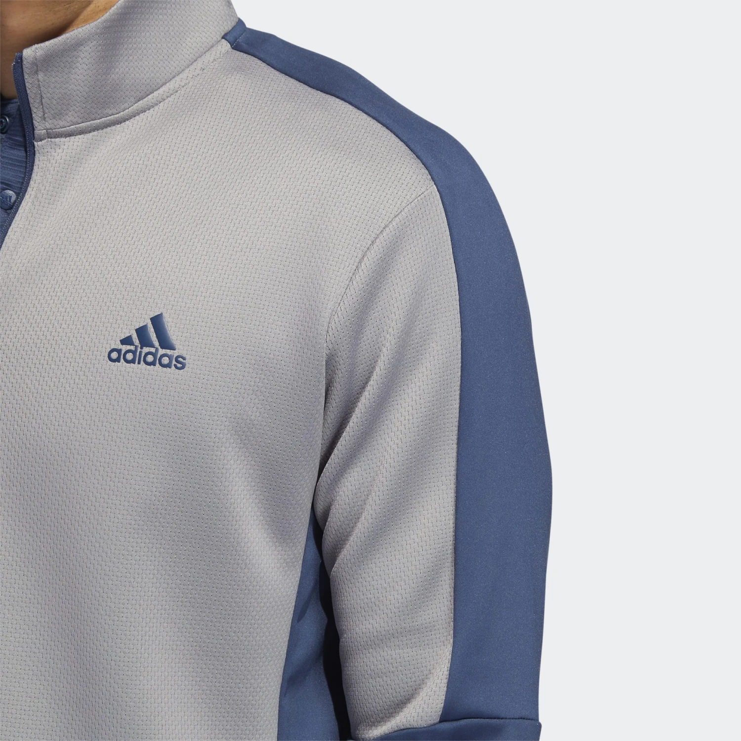 Adidas Gents Colour Block Quarter Zip Grey/Crew Navy - SS22 6 Adidas Gents Colour Block Quarter Zip Grey/Crew Navy - SS22 - Image 4