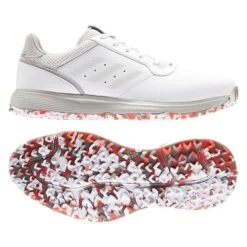 Adidas Gents S2G Spike Less Leather Shoes White - Grey - Red -Elite Golf Shop P FX4333ADIDASSHOESWHITEGREYREDGENTS 6 L