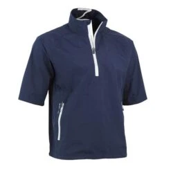 Zero Restriction Gents Power Torque 1/4 Zip Short Sleeve Waterproof Navy-White