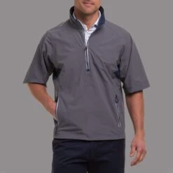 Zero Restriction Gents Power Torque 1/4 Zip Short Sleeve Waterproof Top SHADOW/BLUE INDIGO